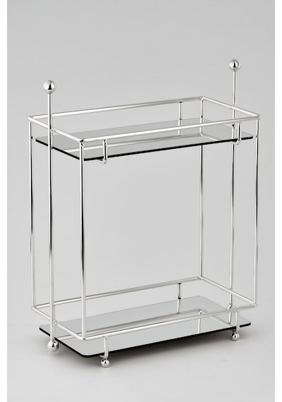 Parlak Silver 2 Katlı Dikdörtgen Banyo Organizer Tezgah Üstü Düzenleyici Pleksili