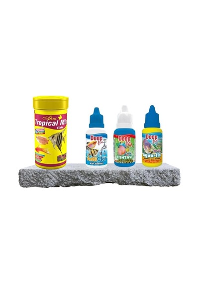 Tr Akvaryum Balık Bakım Seti Tropical Mix Flake 250 Ml + Su Düzenleyici & Vitamin Seti
