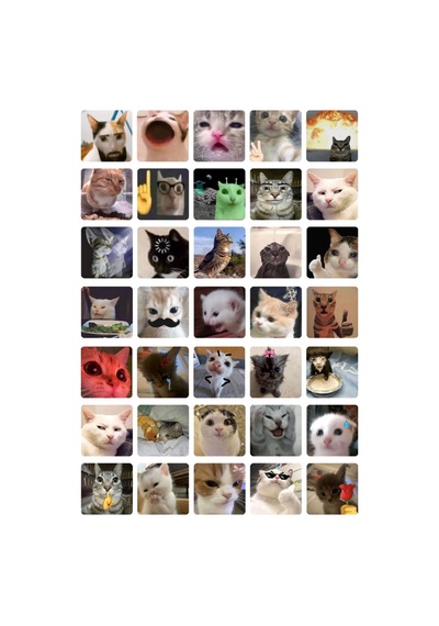 35 Adet Kedi Tatlı Komik Sticker Seti - Etiket Seti Sketchbook Çok Renkli