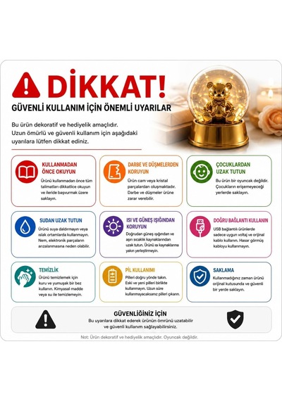 Deinhaus Kristal Küre Ay Lambası, Altın Renkli Taban, Led Işıklı, Masa Lambası, 15 Cm, Sıcak Beyaz Işık Diğer