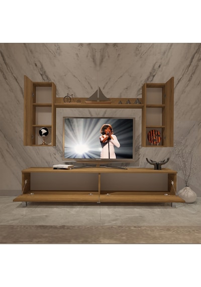 Decoraktiv Eko 5d Mdf Std Krom Ayaklı Tv Ünitesi Tv Sehpası Pera