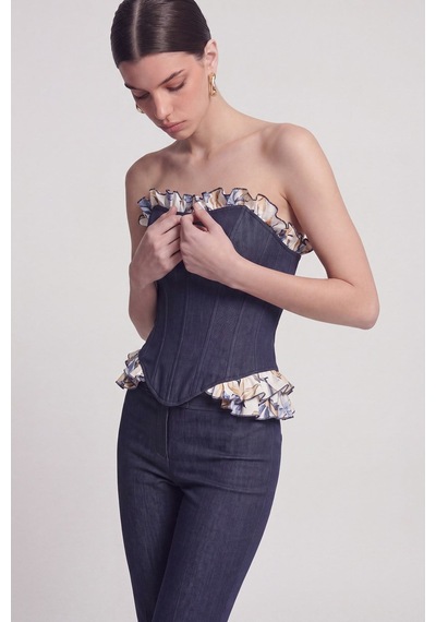 Holly Lolly Jean Görünümlü Fırfır Detaylı Korse Venus Büstiyer Lacivert Holly Lolly Jean Görünümlü Fırfır Detaylı Korse Venus Büstiyer Lacivert