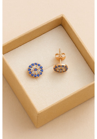 Çekirdekjewelry 925 Ayar Gümüş Minik Nazar Çivili Küpe Pembe