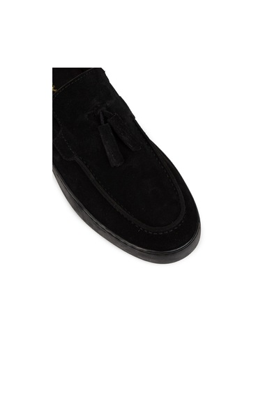 Deery Erkek Hakiki Süet Siyah Püskül Detaylı Loafer - 01994msyhc01 Siyah