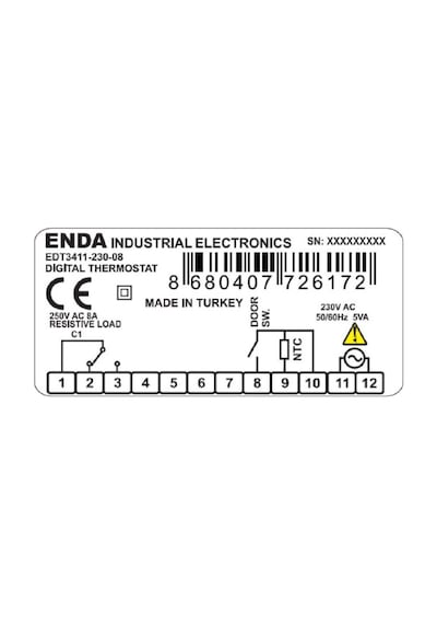 Enda Edt3411-230-20 ,77x35mm 220vac Kontak-1a1k/20a Defrost Isı Kontrol