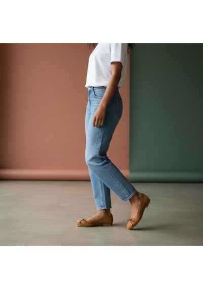 Ne&ve Shoes Taba Süet Biye Detaylı Kapsüllü Kadın Yuvarlak Buunlu Günlük Babet