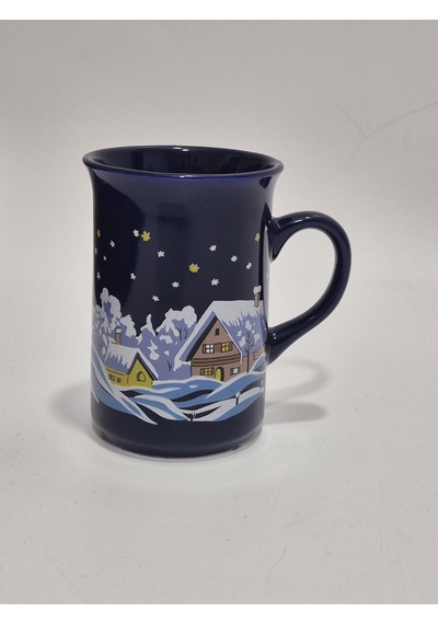 Vintage Christmas Kar Yağışı Temalı Porselen Kupa 10,5cm 003 Çok Renkli
