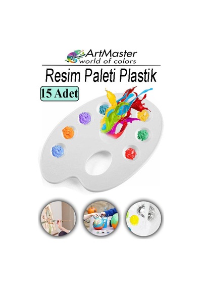 Resim Paleti 15 Adet Plastik Boyama Paleti Godeli Ressam Paleti Akrilik Boya Guaj Boya Suluboya Resim Yapma Boya Paleti