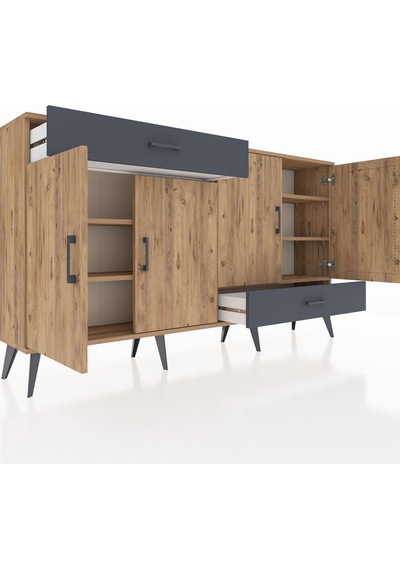 Arges Konsol 5 Raflı 2 Çekmeceli 4 Kapaklı 176x30x99 Çam-çam/antr Çam-çam/antrasit Arges Konsol 5 Raflı 2 Çekmeceli 4 Kapaklı 176x30x99 Çam-çam/antr Çam-çam/antrasit