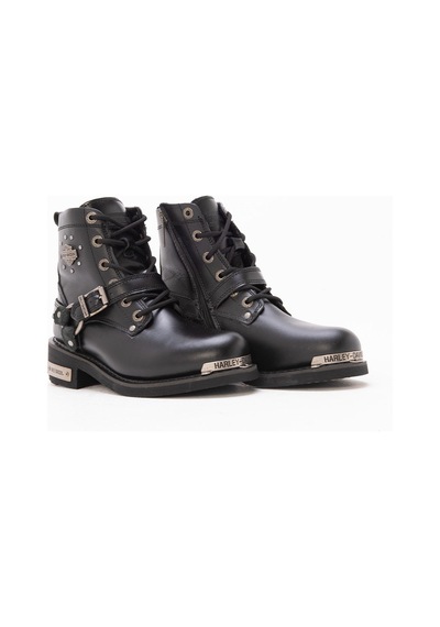 Harley Davidson Siyah Kadın Botu 025Z100423-Black-Derı Siyah