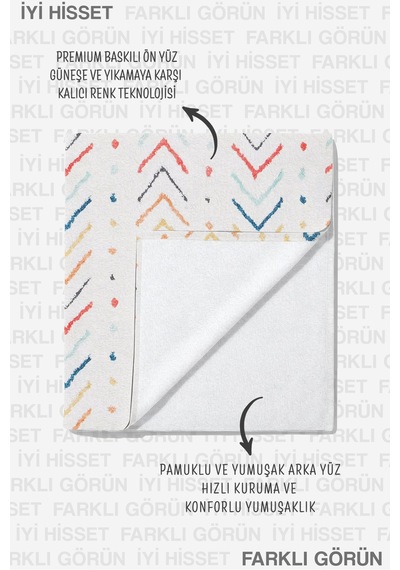 Modern Geometrik Ok Desenli Plaj Havlusu - Bohem Renkli Minimalist Havuz Deniz Banyo Sahil Örtüsü Serin Şafak