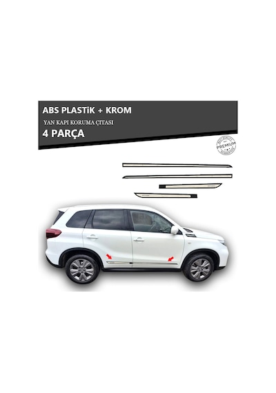 Suzuki Vitara 2014 Üzeri Yan Kapı Koruma Çıtası Plastik + Krom Unvrslppkçt00004