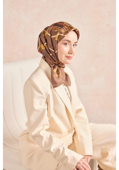 Silk Home Twill İpek Eşarp 11530-10 Kahverengi