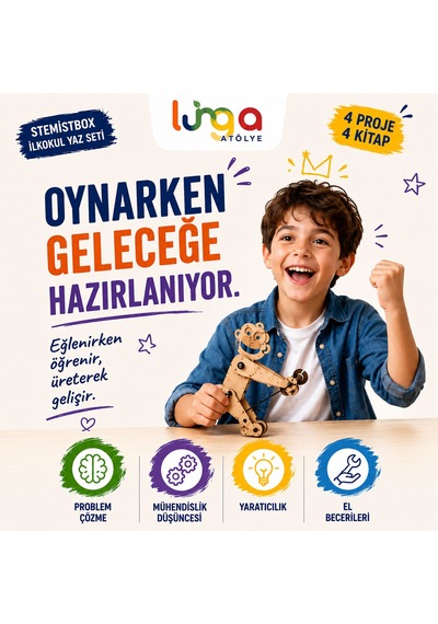 Stemist Box İlkokul Yaz Seti - 4'lü Ahşap Stem Eğitim Seti - Aktivite Kutusu 4'lü Set