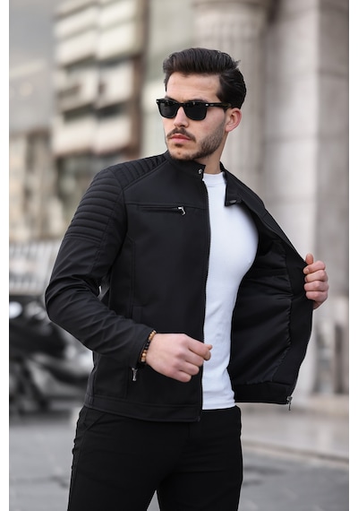 Mero Life Erkek Siyah Su Ve Rüzgar Geçirmez Slim Fit Astarlı Mevsimlik Mont Siyah