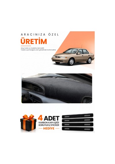 Kia Sephia 1995-1998 Uyumlu Torpido Koruma Örtüsü Oto Kılıfı - Siyah