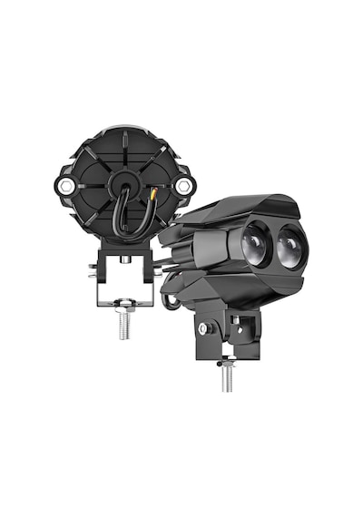 2 Adet Motosiklet Çift Göz Led Lazer Sis Farı Delici Beyaz Sarı Çift Renk 12-80 Volt