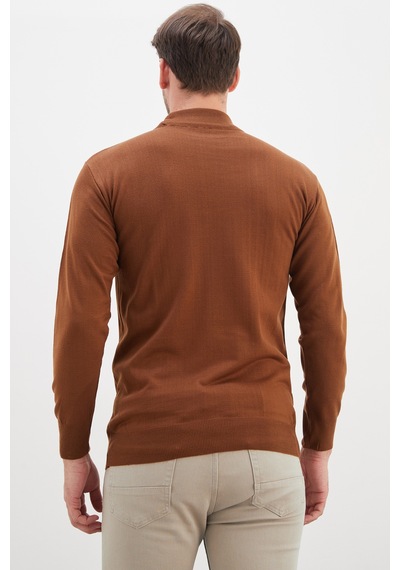Fullamoda Basic Dik Yaka Regular Fit Triko Kazak Camel