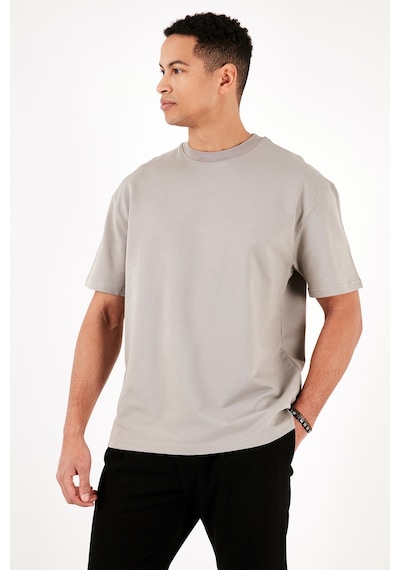 Buratti Pamuklu Bisiklet Yaka Relaxed Fit Basic Erkek T Shirt 5902610 Kül