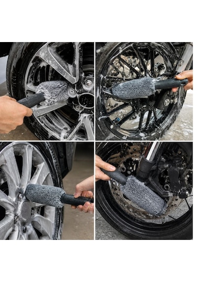Buffer Mikrofiber Jant Temizleme Fırçası Yumuşak Çizmez Saplı Araba Motosiklet Lastik Yıkama Bakım Süngeri