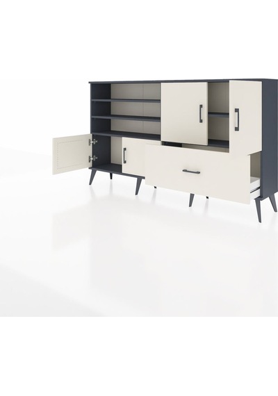 Arges Konsol 5 Raflı Tek Çekmeceli 4 Kapaklı 176x30x99 Antrasit-a Antrasit-aytaşı Arges Konsol 5 Raflı Tek Çekmeceli 4 Kapaklı 176x30x99 Antrasit-a Antrasit-aytaşı