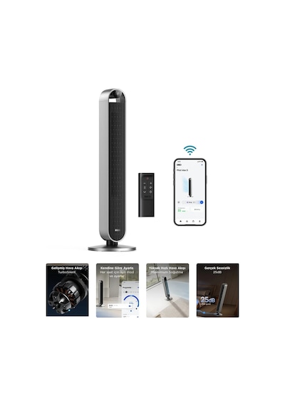 DREO Tower Fan 714S Akıllı Kule Tipi Vantilatör, 12 Hızlı, 25dB Sessiz Fan, 120° Salınımlı, WiFi ve Uygulama Kontrollü