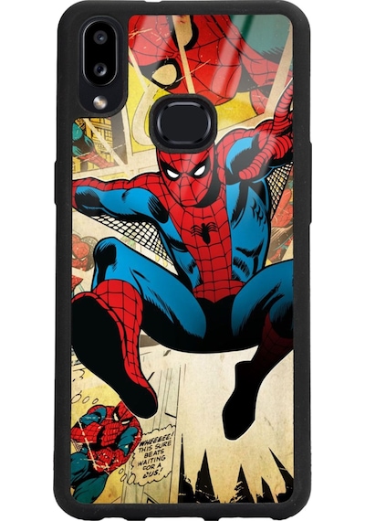 Samsung Uyumlu A10s Spider-man Örümcek Adam Tasarımlı Glossy Telefon Kılıfı Siyah