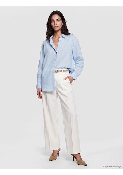 Lcw Vision Mavi Oversize %100 Pamuklu Kadın Gömlek