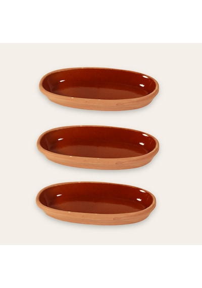 3'lü Toprak Sırlı Balık Güveci-balık Tavası 27x13x4