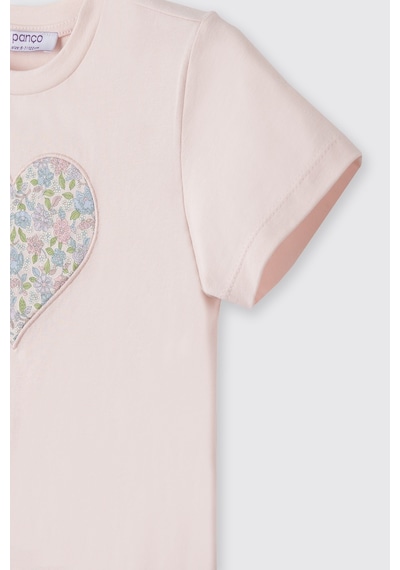Panço Liberty Kumaş Kısa Kollu Kız Çocuk Tişört Pembe 5621GK05009