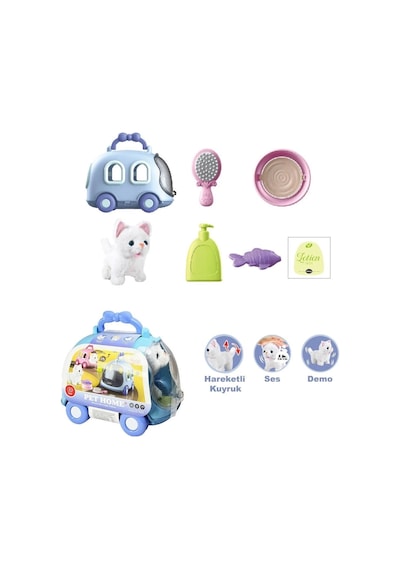 Jnd-6801 Taşıma Araba Çantalı Hareketli Pilli Kedi Set -vardem Oyuncak Standart
