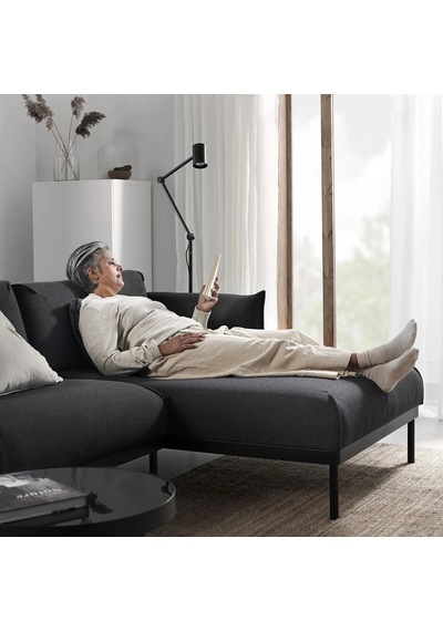 Ikea Siyah Ferah Kanepe - Uzanma Koltuklu 4'lü Kanepe