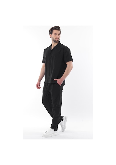 Madmext Siyah Over Fit Erkek Gömlek Takım E7303 Siyah