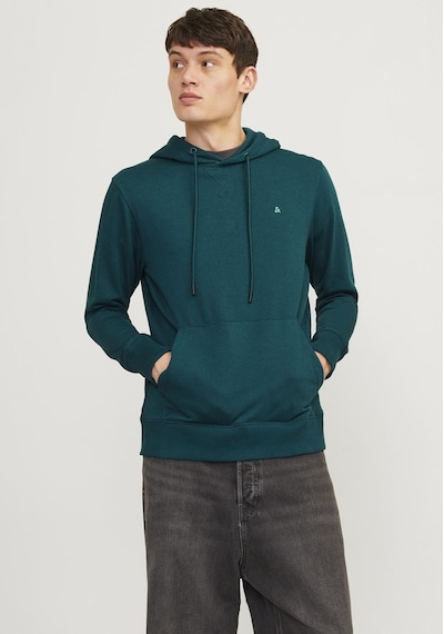 Jack & Jones Erkek Kapüsonlu Sweatshirt - Paulos 12256591 Deep Teal Yeşil