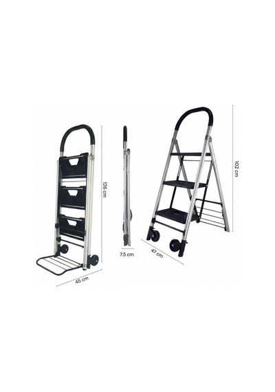 Flt60 60/120kg Katlanır Merdiven Ve Yük Taşıma Aracı Siyah-krom