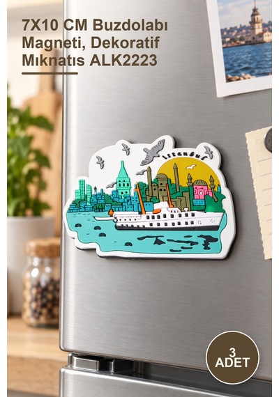 3 Adet İstanbul Temalı Magnet 7x10 Cm Buzdolabı Magneti, Dekoratif Mıknatıs Alk2223