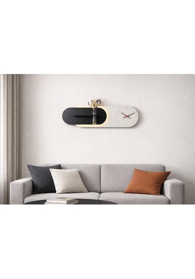 Kardelen Ahşap Pilli Ledli İskandinav Tarzı Salon Duvar Rafı Modern Çiçeklik 112 X 28 Cm Paris Grisi - Antrasit