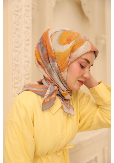 Silk Home Olinda İpek Eşarp 47001-16 Lila, Turuncu, Yanık Sarı, Bordo, Buz Mavi