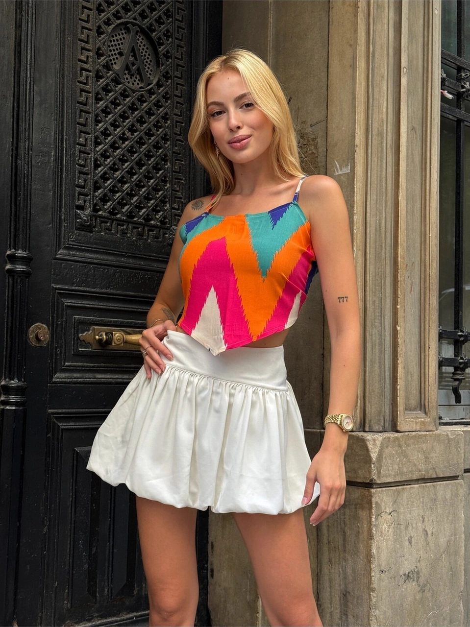 Mamayaga Kadın Askılı Arkadan Bağlamalı Asimetrik Kesim Yazlık Desenli Crop Top Spor Şık Bluz Çok Renkli Mamayaga Kadın Askılı Arkadan Bağlamalı Asimetrik Kesim Yazlık Desenli Crop Top Spor Şık Bluz Çok Renkli