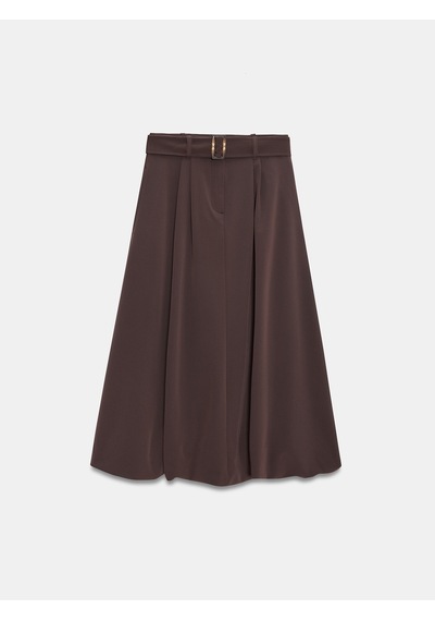 Dilvin 81075 Kemerli Balon Midi Etek-kahve