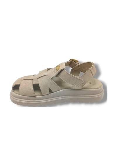 Şanzelize K805-26 Süet Tokalı Anatomik Taban Kadın Sandalet Bej
