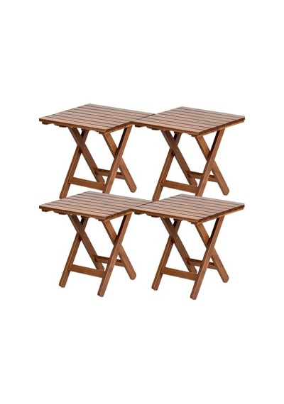 Bahçeme Kaş 50x50 Katlanır Ahşap Bahçe Balkon Sehpası x4