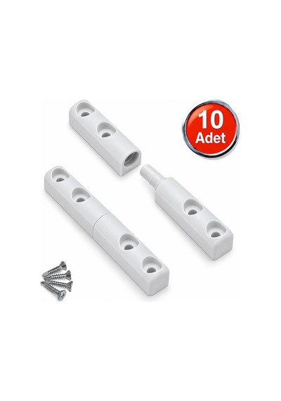 Beyaz Sineklik Menteşesi 8cm Plastik Kenar Montaj Aparatı 10 Adet - 10x20 Profiller İçindir
