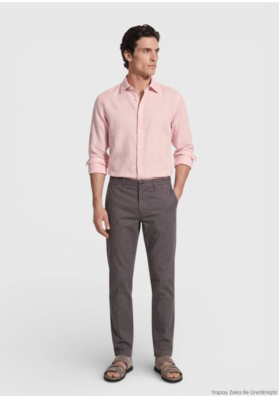 Ramsey Mürdüm Dokuma Regular Fit Casual Pamuk Karışımlı Pantolon