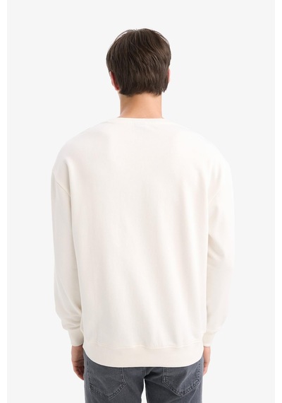 About Blank Defacto Boxy Fit Bisiklet Yaka Baskılı Sweatshirt E6430ax25au Acı Kahverengi