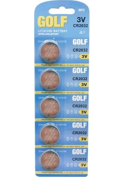 Golf CR2032 3V Düğme Pil 5'li