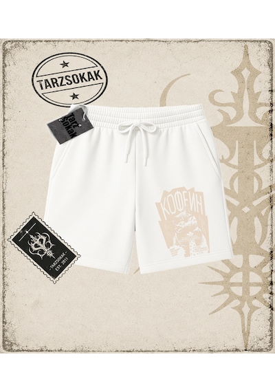 Tarzsokak Gotik & Grunge Streetwear Rus Cats Unisex Şort Beyaz