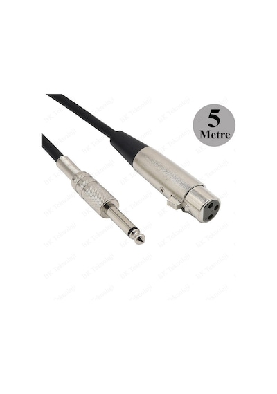 3 Pin XLR Dişi to 6.35mm Mono Erkek Mikrofon Ses Kablosu 5Metre