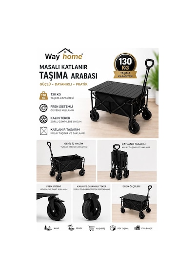 Way Home Katlanabilir Taşıma Arabası Masalı Rzn029 Kamp / Plaj / Bahçe / Pazar /evcil Hayvan