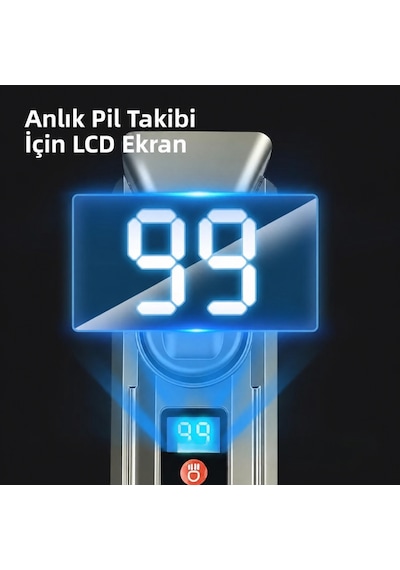 Sm-1710 Şarjlı Bisiklet Farı Ve Kornası 2000mah, Lcd Ekranlı, Profesyonel Bisiklet Aydınlatma Gri